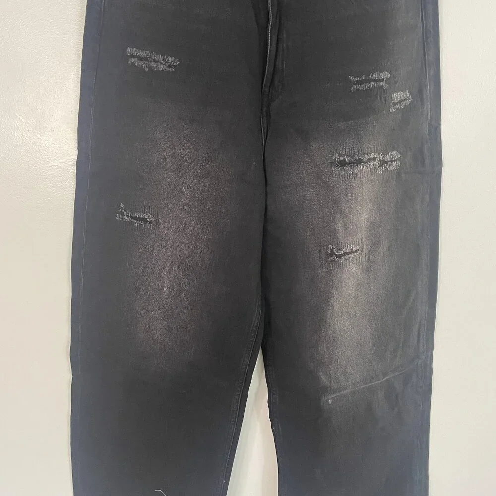 Sandrine Rose Jeans Womens‎ 30 Black Wide Leg Baggy High Rise Distressed Grunge